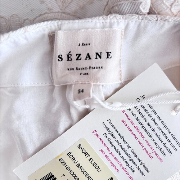 Sezane Elisou Embroidered Shorts in Ecru - Picture 8 of 8
